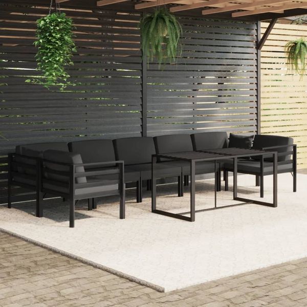 vidaXL 8-tlg. Garten-Lounge-Set mit Kissen Aluminium Anthrazit 3115926