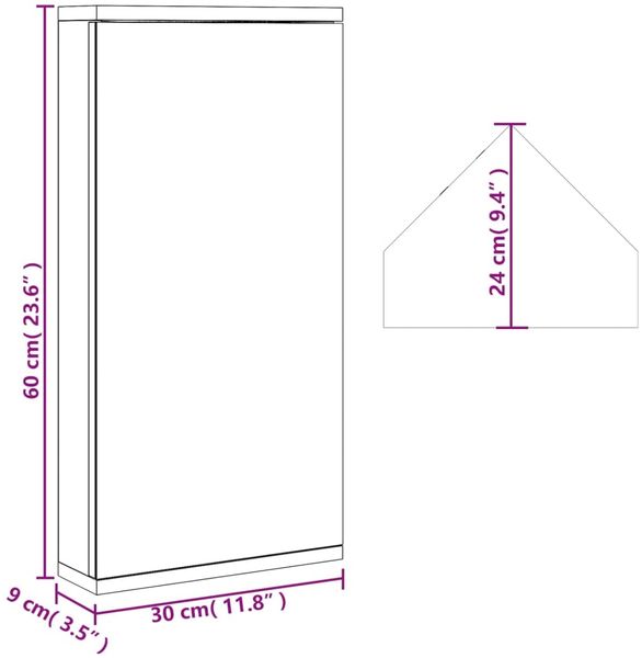 vidaXL Eck-Spiegelschrank Grau 30x24x60 cm 357978 Bild 9