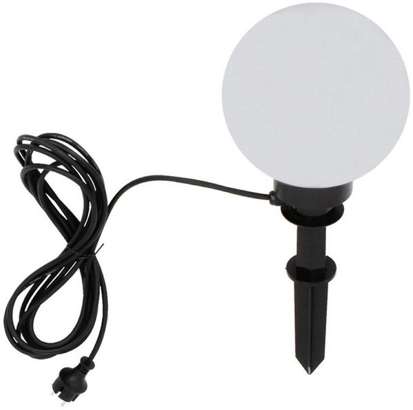 TRANGO LED Gartenleuchte, 200B LED Gartenkugel IP44 Kugelleuchte 20cm Durchmesser *GARDEN* in Weiß inkl. je 1x E27 LED Leuchtmittel 3000K warmweiß & je mit 5m Zuleitungskabel, warmweiß, Gartenleuchte Außenleuchte Wegbeleuchtung