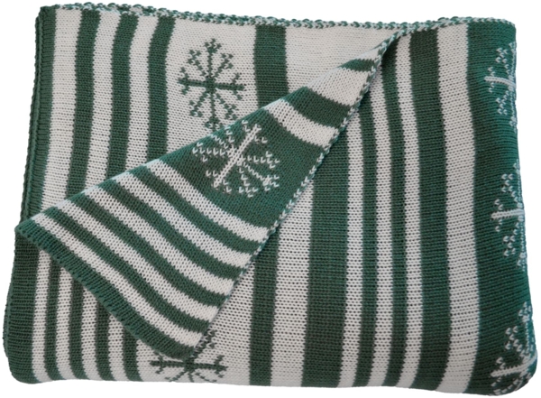 Primera Strickdecke Kuscheldecke Weihnachtsdecke 130x170 cm grün beige 545003-575