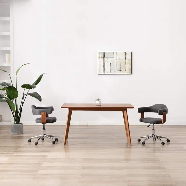 Esszimmerstühle Drehbar 2 pcs, Küchenstuhl Grau Bugholz und Stoff