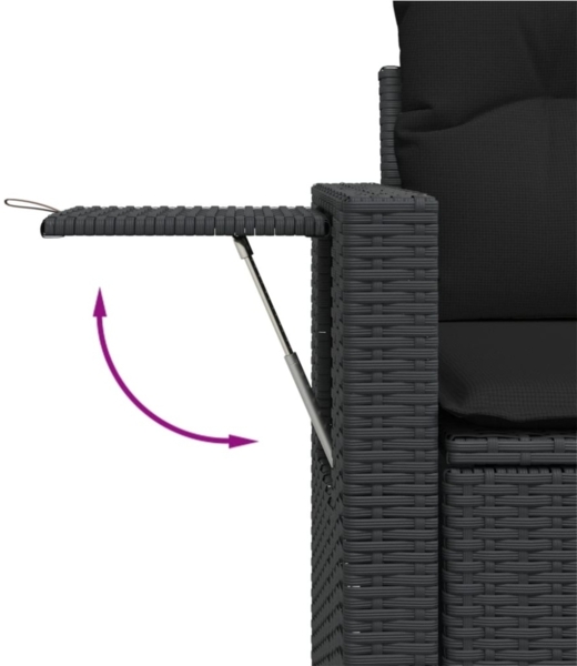 vidaXL 9-tlg. Garten-Sofagarnitur mit Kissen Schwarz Poly Rattan 3224599 Bild 4