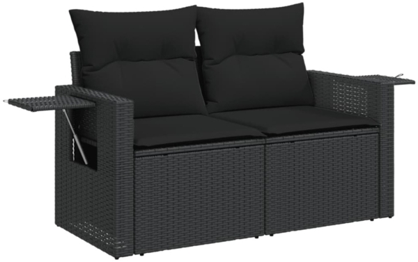 vidaXL 9-tlg. Garten-Sofagarnitur mit Kissen Schwarz Poly Rattan 3224599 Bild 11