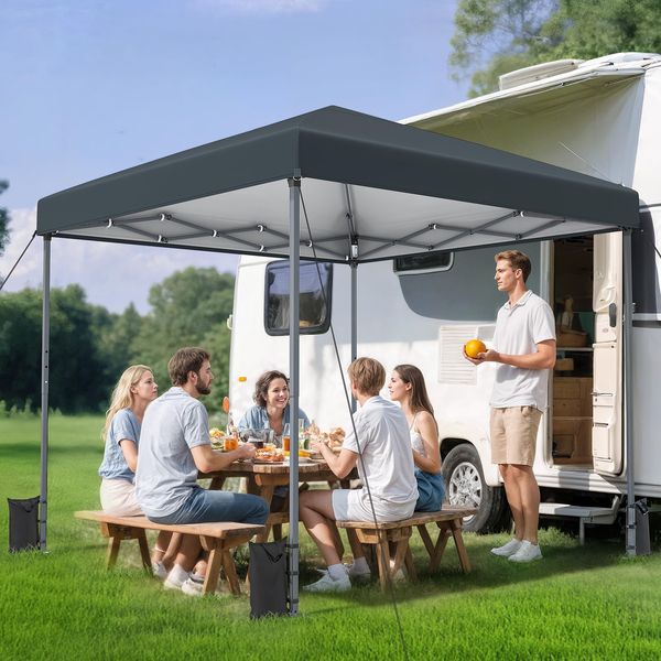 YITAHOME Pop-Up Pavillon 3x3M | wasserdicht Faltpavillon | Anti-UV Gartenzelt Partyzelt | mit Tragetasche und Seilen | für Camping Markt Festival (Grau+Einteiliges Tuch)
