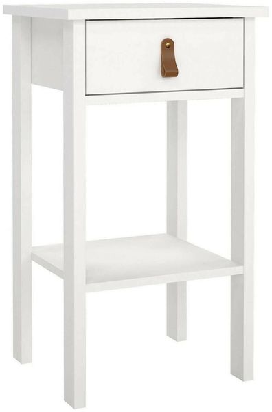 Dmora Nachttisch Inday, Niedrige Kommode, Tisch, Multifunktionaler Nachttisch, 40x34 h70 cm, Weiß