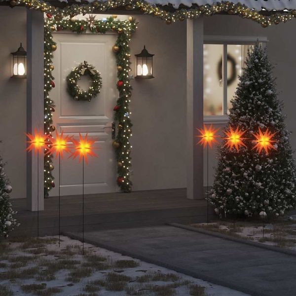 vidaXL LED-Weihnachtssterne 3 Stk. mit Erdspießen Faltbar Rot 35 cm 356199