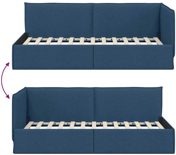 vidaXL Eckbettgestell mit Kopfteil Blau 80 x 200 cm Stoff 42016454 Bild 9