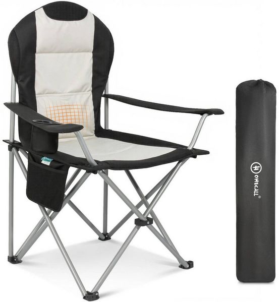 HOMECALL Campingstuhl Hochlehner 108cm mit Lendenwirbelstütze Klappstuhl Angelstuhl Faltbar (Bis 150kg, gepolstert, faltbar, stabil, 1 St), für Camp Garten Balkon