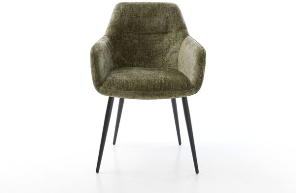 Esszimmerstuhl Pejo-Flex Chenille Olive 4-Fuß konisch Schwarz Taschenfederkern Bild 2