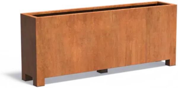 Adezz Pflanzgefäß Carrez mit Füßen aus Corten-Stahl Pflanzkübel Größe 200x40x80 cm