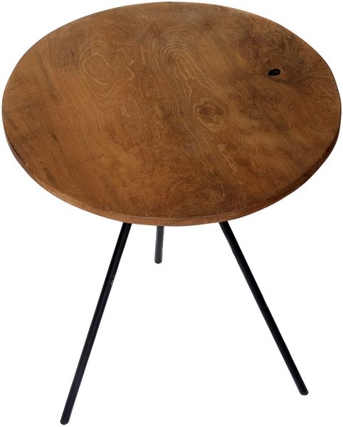 Beistelltisch Teakholz rund Dreibeintisch Teak Holztisch Metall Bild 3