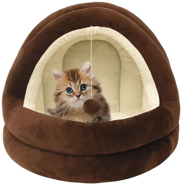 vidaXL Katzenbett 40x40x35 cm Braun und Creme 171399