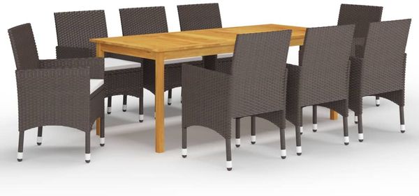 vidaXL 9-tlg. Garten-Essgruppe Braun 3067862