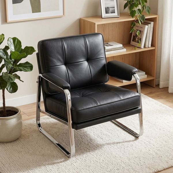 HOMCOM Sessel (Polstersessel, 1-St, Relaxsessel), Knopfheftung, breite Sitzfläche, dicker Schaumstoff