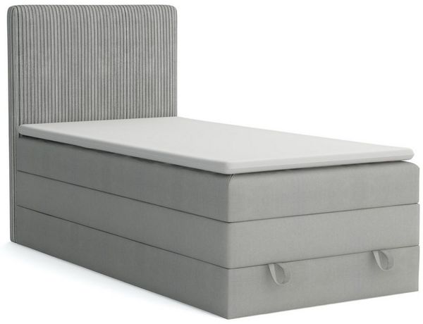 Deine Möbel 24 Boxspringbett ORO Boxbett Einzelbett Polsterbett Jugendbett (Beige Hellgrau Grau Anthrazit Schwarz, 3-St, Bonellfederkernmatratze H3 Taschenfederkernmatratze H4), 90x200 100x200 Veloursstoff