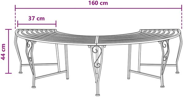 vidaXL Baumbank 4-Sitzanzahl 160 x 80 x 44 cm Stahl Silber Grau 42029506 Bild 5