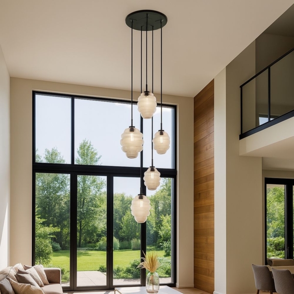 s.luce Echos Galerieleuchte 5-flammig Ø 60cm Baldachin Ø 18/25cm Klar, Weiß Bild 2