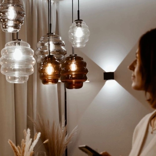 s.luce Echos Galerieleuchte 5-flammig Ø 60cm Baldachin Ø 18/25cm Klar, Weiß Bild 6