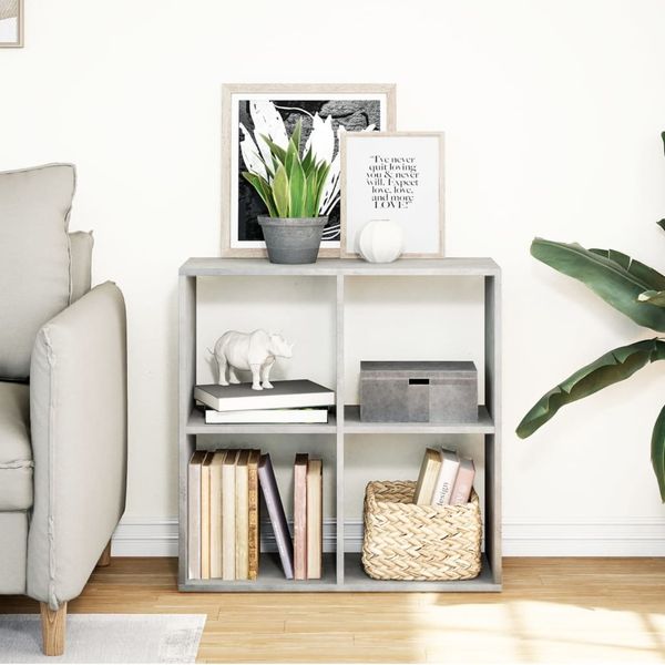 vidaXL Raumteiler-Bücherregal Betongrau 69,5x29x69,5 cm Holzwerkstoff 858006 Bild 3