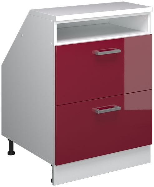 Dachschrägenschrank Rion Rot Hochglanz 60x81.6 cm mit 2 Schubladen, Schrankkorpus 60 cm Tiefe Vicco
