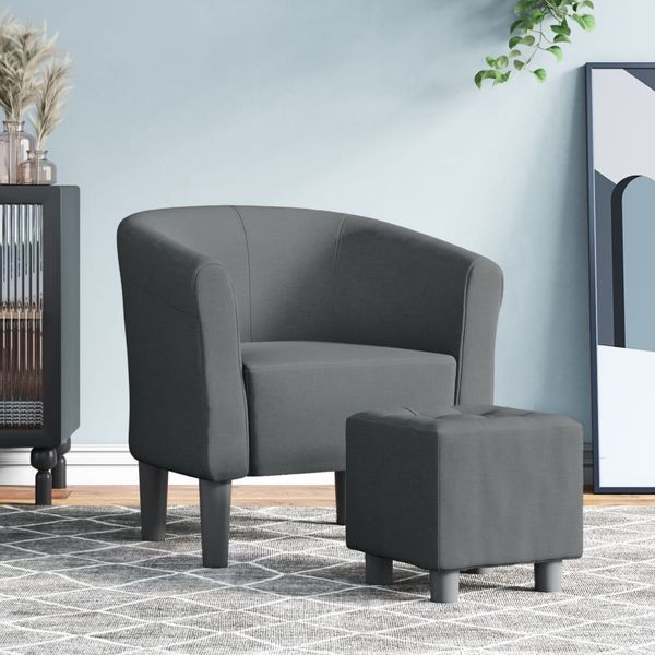 vidaXL Clubsessel mit Fußhocker Dunkelgrau Stoff 356437