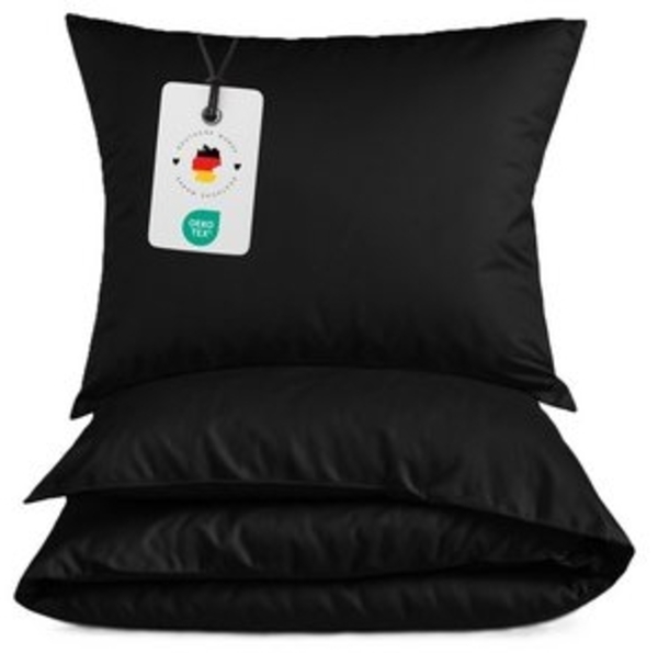 Carpe Sonno Bettwäsche Leichte Renforce Bettwäsche 135x200 155x220 Baumwolle Einfarbig Uni, Renforcé, 2 teilig, Uni Bettbezug 135x200 Schwarz - Extra Leicht & Oeko-Tex Bild 6