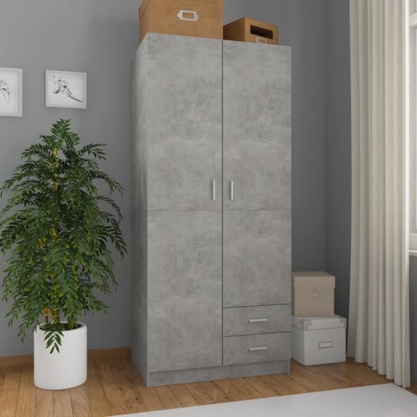 vidaXL Kleiderschrank Betongrau 80x52x180 cm Holzwerkstoff 800643