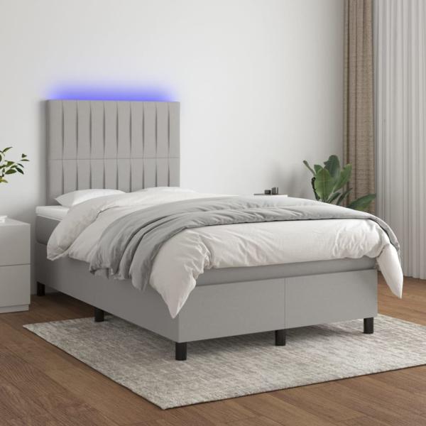 Boxspringbett mit Matratze & LED Stoff Hellgrau 120 x 200 cm, Härtegrad: H2 [3135021]