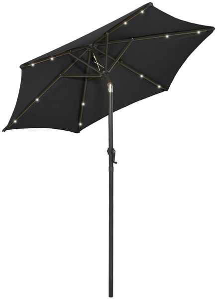 Sonnenschirm, Terrassenschirm mit LED-Beleuchtung Schwarz 200x211 cm Alu