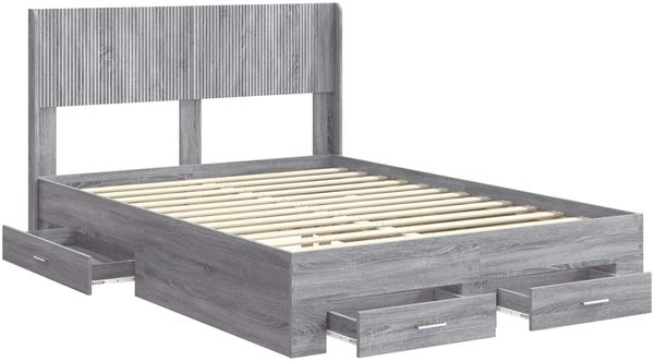 vidaXL Bettgestell mit Stauraum und Kopfteil Grau Sonoma Holzwerkstoff 3414488 Bild 5