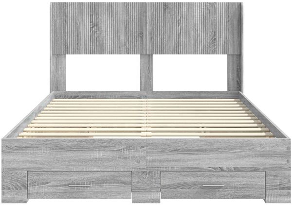 vidaXL Bettgestell mit Stauraum und Kopfteil Grau Sonoma Holzwerkstoff 3414488 Bild 6