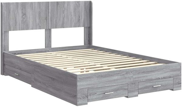 vidaXL Bettgestell mit Stauraum und Kopfteil Grau Sonoma Holzwerkstoff 3414488 Bild 4