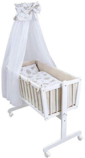 Baby-Delux Babybettwäsche Baby Wiegenset Waffelpique, Textilien, 6 teilig, Wiegenset 6-tlg. für Babywiege 90x40 (ohne Wiege) verschiedene Designs