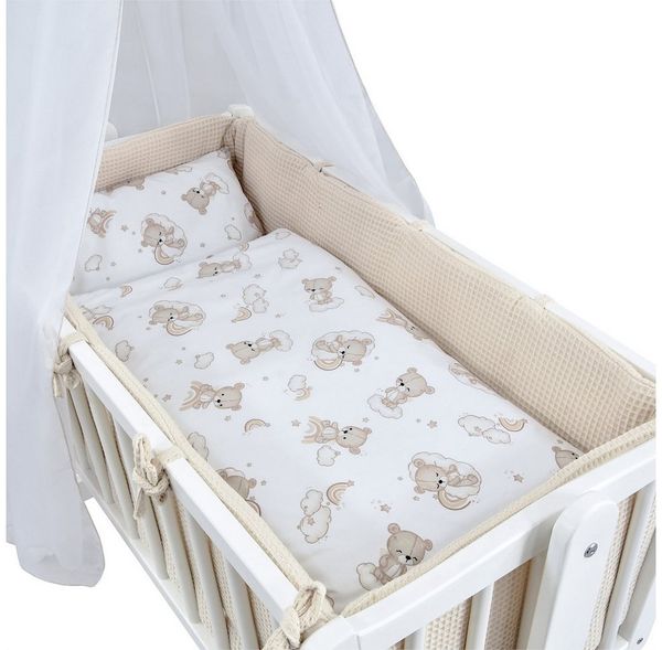 Baby-Delux Babybettwäsche Baby Wiegenset Waffelpique, Textilien, 6 teilig, Wiegenset 6-tlg. für Babywiege 90x40 (ohne Wiege) verschiedene Designs
