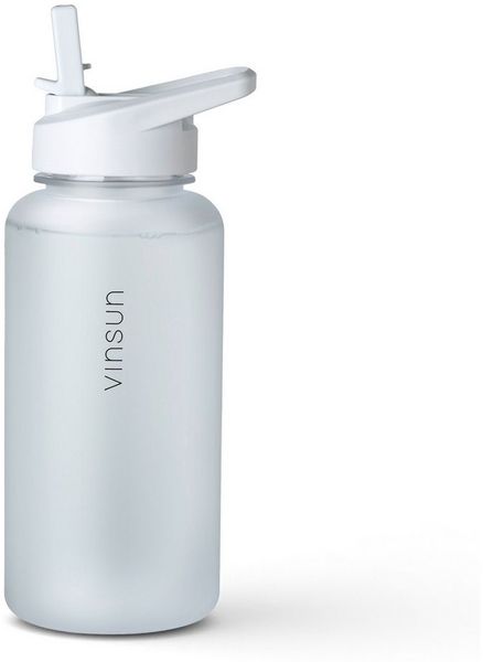 Vinsun Trinkflasche Sportflasche mit Strohhalm 1L - Wasserflasche Tritan auslaufsicher, BPA frei, Bruchsicher, geruchs- & geschmacksneutral, geringes Gewicht