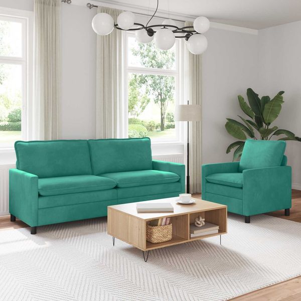 vidaXL Sofa Set 2 pcs Türkis Samt 3417118
