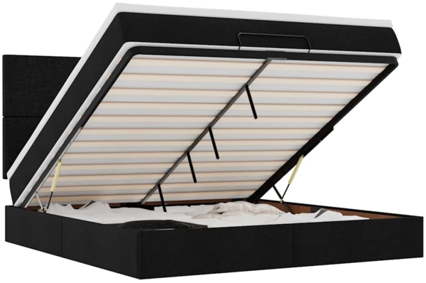 vidaXL Ottoman-Bett mit Matratze & LEDs Schwarz 160x200 cm Stoff 3313936