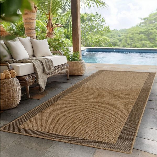 Ayyildiz Teppiche Outdoorteppich TIMBER 1402, rechteckig, Höhe: 5 mm, Läufer, In und Outdoor, Jute Sisal Optik, Wohnzimmer, Aussenbereich