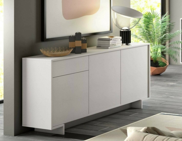 Dmora Sideboard Aronne, Wohnzimmer-Sideboard, Wohnzimmer-Buffet mit 3 Türen und 1 Schublade, 100 % Made in Italy, 170 x 42 x 78 cm, Weiß Bild 2