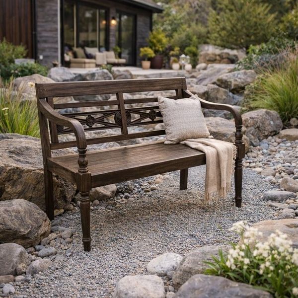 LebensWohnArt Sitzbank Massive Teakholz Sitzbank CHRISTOS 100cm brown Outdoor Gartenbank