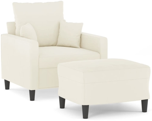 vidaXL Sessel mit Hocker Creme 60 cm Samt 3201105