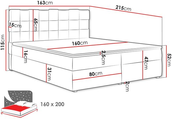 Boxspringbett Malmo Box, Beige, 160x200 cm Bild 7