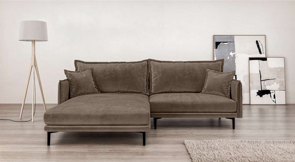 Home affaire Ecksofa ALEXANDRIA mit Recamiere rechts oder links bestellbar, moderne Bezüge, L-Form mit Wellenunterfederung, Maße: B/H/T 246/86/190 cm