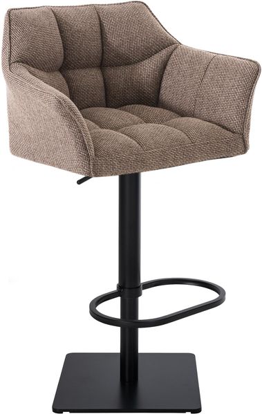 Barhocker SIHAR - Stoff Terrabraun 64x45x88 cm Schwarz | Barstuhl Höhenverstellbar Mit Lehne Drehbar Tresenhocker Tresenstuhl Kneipenhocker