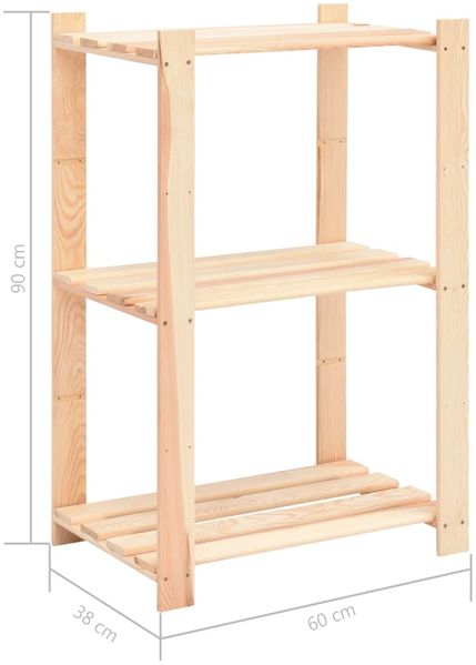 vidaXL Lagerregal mit 3 Böden 60×38×90 cm Kiefer Massivholz 150 kg 286201 Bild 7