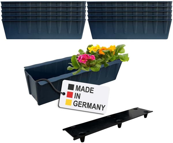 BURI 10 Euro-Paletten Blumenkästen-Einsätze inkl. Bewässerungsmatte | 37,3cm Anthrazit | Pflanzkasten für Europalette Palette | Balkonkasten | Blumentopf | aus stabilen Kunststoff | Made in Germany Bild 2