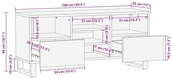 vidaXL TV-Einheiten mit Schubladen Weiß 100 x 33 x 46 cm Holzwerkstoff 4017990 Bild 10