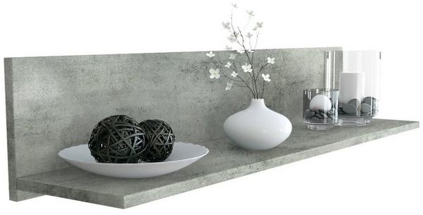 Vladon Wandregal Skadu, Schweberegal mit praktischer Ablage, Beton Dunkel Optik (97,5 x 18,5 x 18,5 cm)