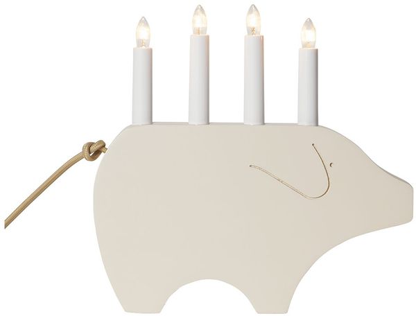 Dekoleuchte -Gry', Weihnachtsschwein, Holz, weiß, 28cm