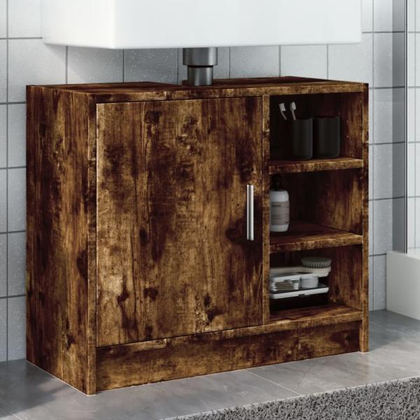 vidaXL Waschbeckenschrank Räuchereiche 63x29x55 cm Holzwerkstoff 848133